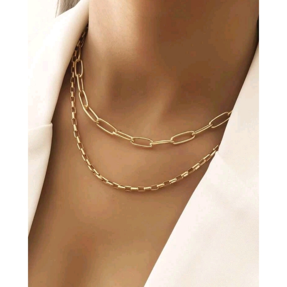Anthropologie Jules Trendy Layered Chain Gold Necklace *2 Necklaces*